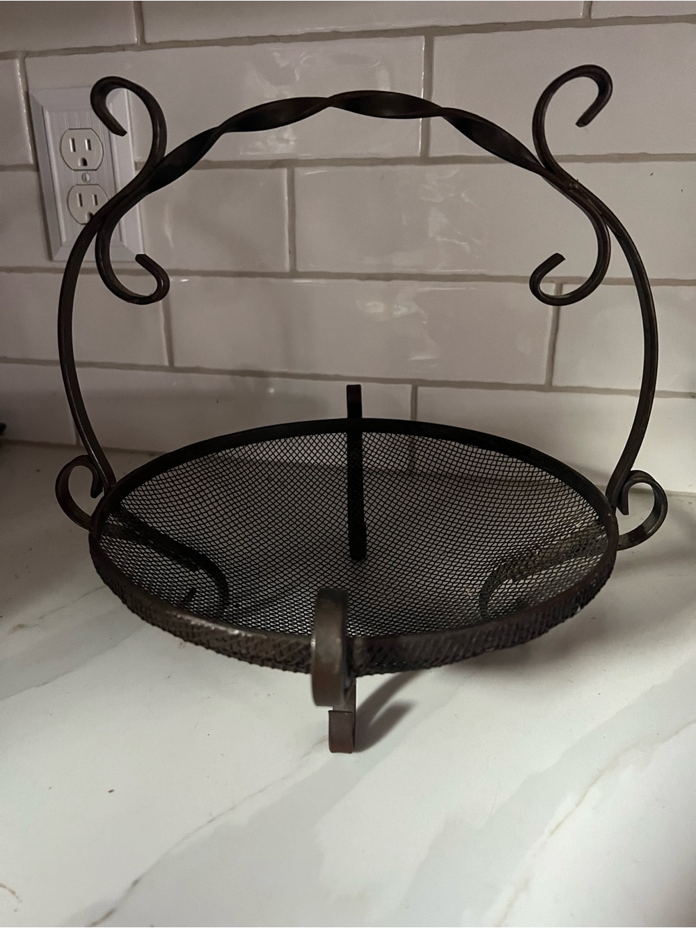 Vintage Wrought Iron Mesh Basket